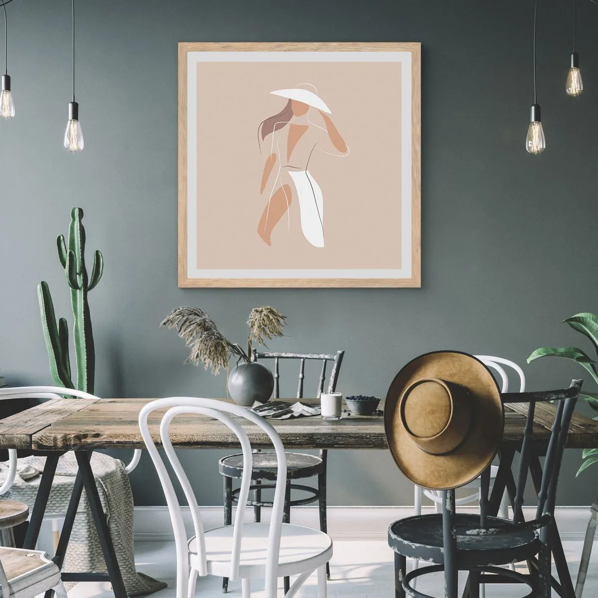 Plagát v ráme zo svetlého duba - Móda je zábava - 30x30 cm