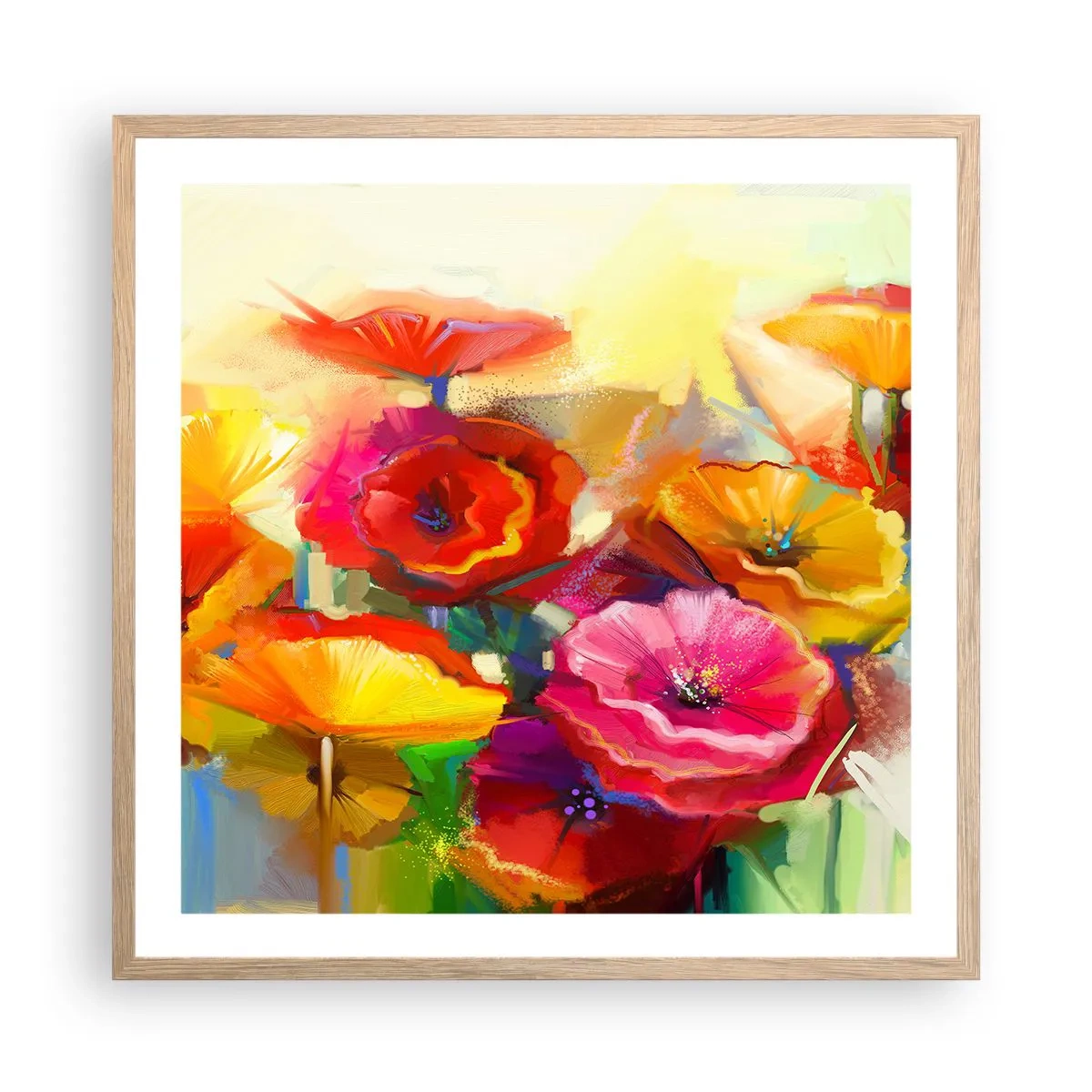 Plagát v ráme zo svetlého duba - Nielen červené - 60x60 cm