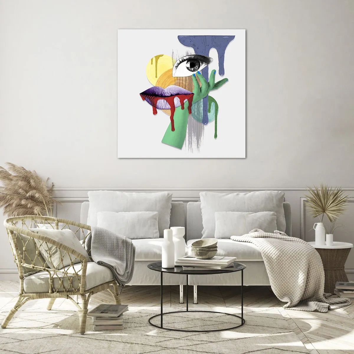 Obraz na skle - Zdeformovaný portrét - 60x60 cm