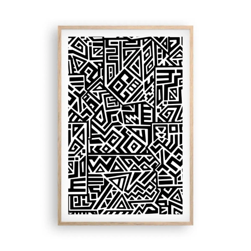 Plagát v ráme zo svetlého duba - Predkolumbovská kompozícia - 61x91 cm