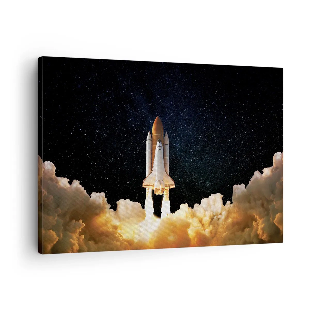 Obraz na plátne - Vesmírna raketa štartuje proti hviezdnej oblohe - 70x50cm - Ad astra! - Moderná nástenná dekorácia do obývacej izby a spálne ARTTOR