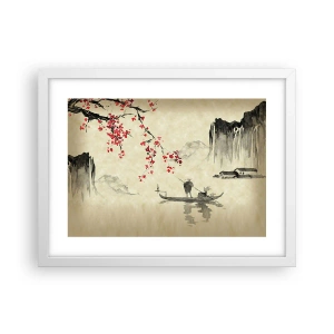 Plagát v bielom ráme - V krajine kvitnúcich čerešní - 40x30 cm