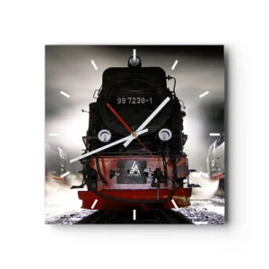 Nástenné hodiny - Stojí a sápe, funí a fúka - 40x40 cm