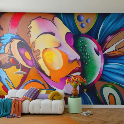 Fototapeta Premium Canvas - Dotknúť sa farbou - Abstrakcia, Žena, kubizmus - 350x256 cm