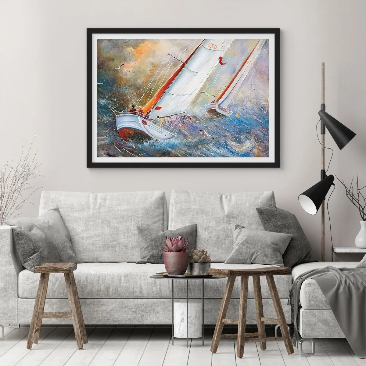 Plagát v čiernom ráme - Bežiace cez vlny - 40x30 cm