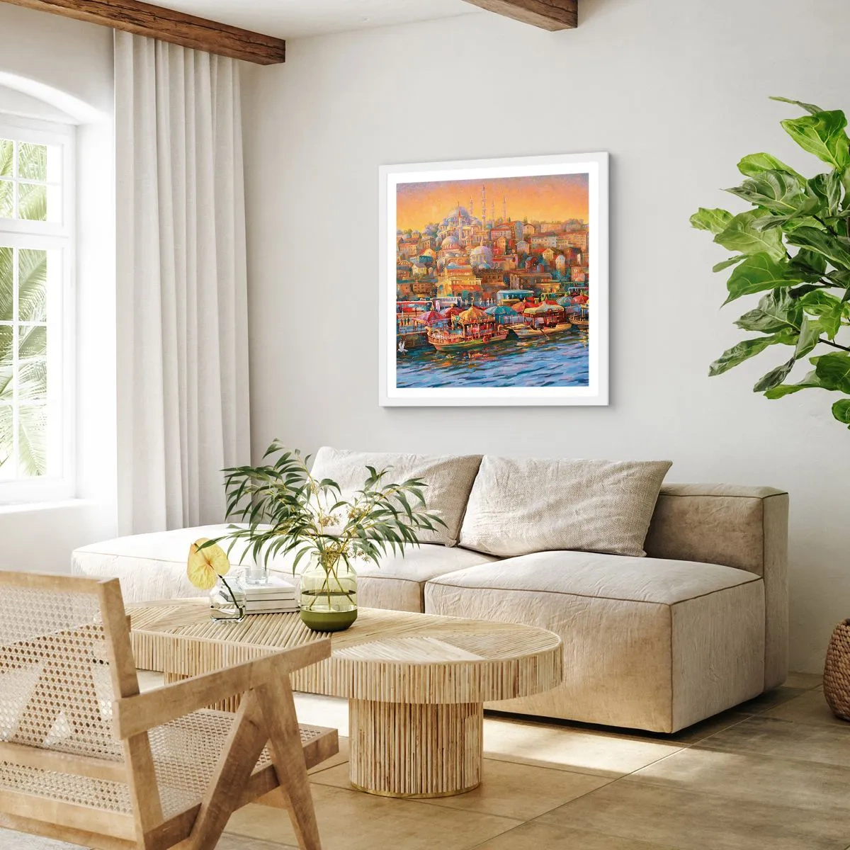 Plagát v bielom ráme - Istanbulský príbeh - 40x40 cm