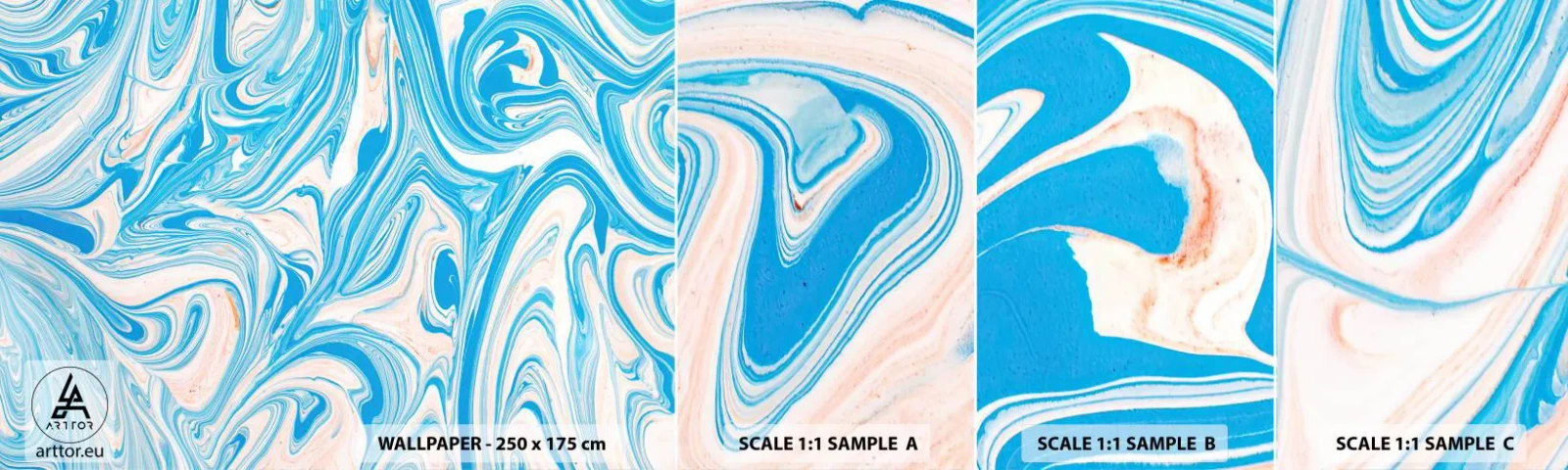 Vzorka samolepiacej fototapety Deluxe Sticker - Lagúna v tyrkyse - Abstrakcia, Kus, Moderný vzor - 100x30 cm