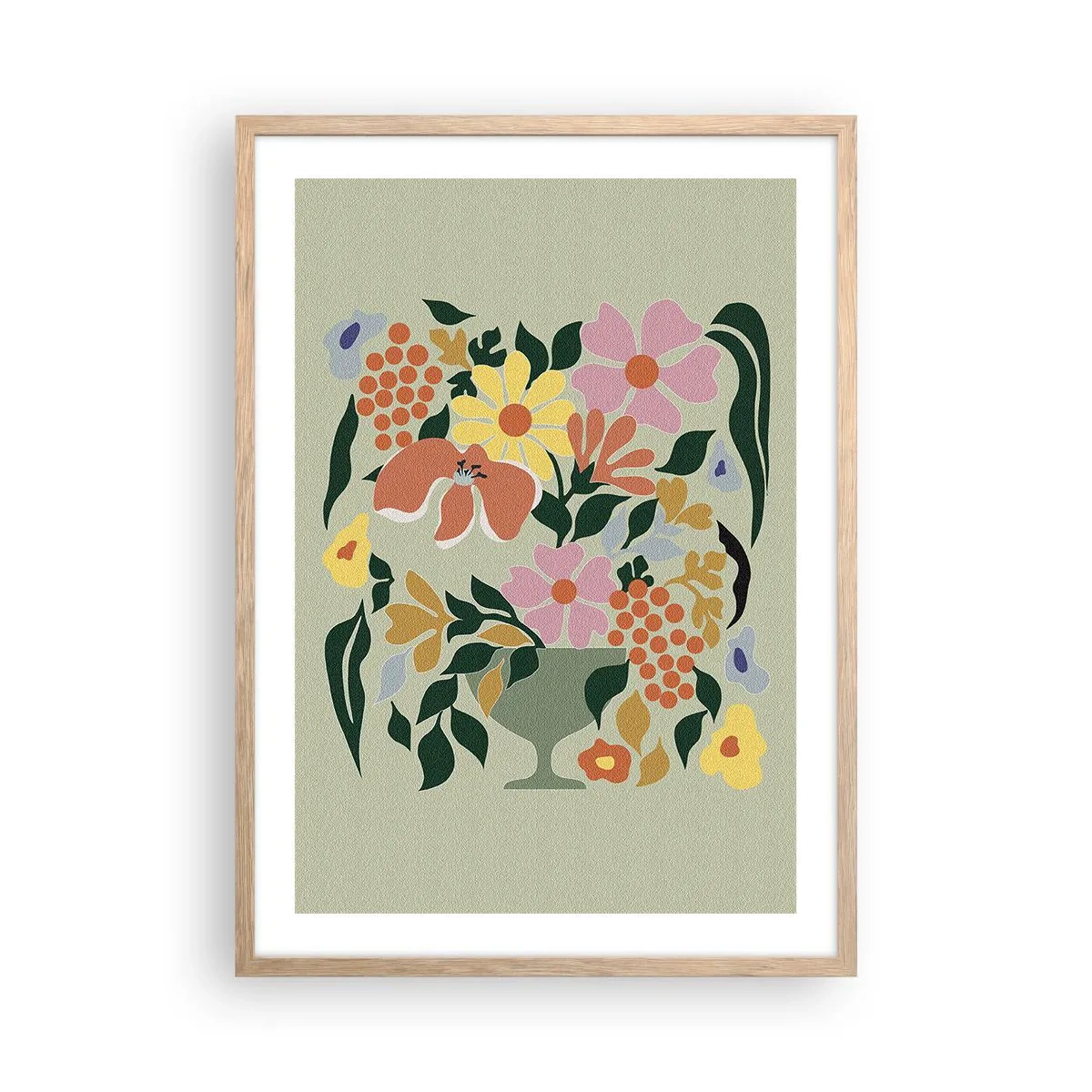 Plagát v ráme zo svetlého duba - Kytica prekypujúca životom - 50x70 cm