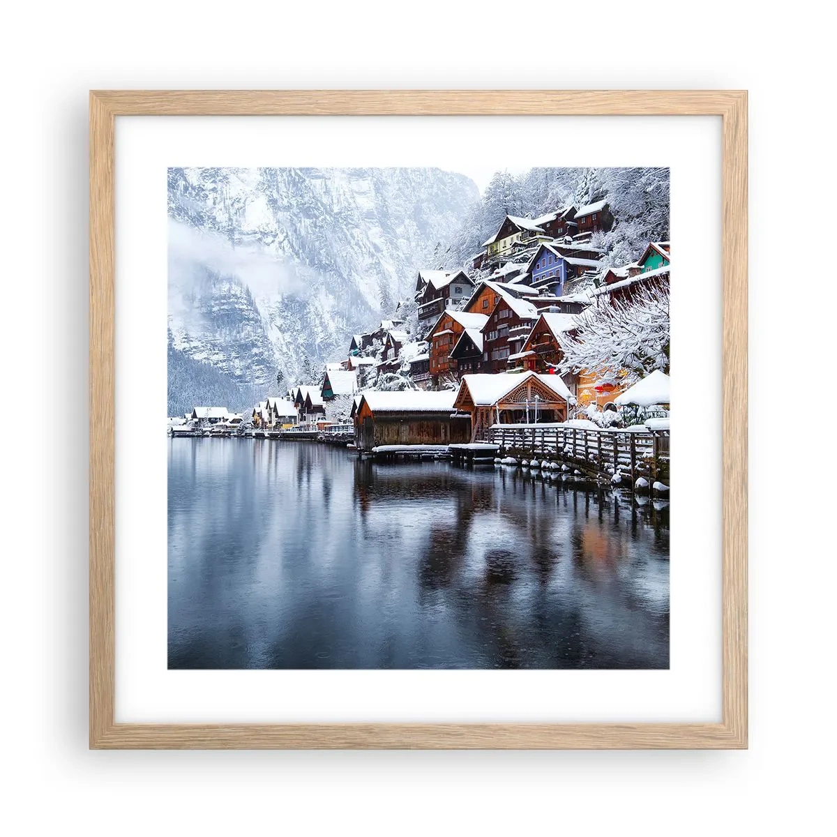 Plagát v ráme zo svetlého duba - V zimnej dekorácii - 40x40 cm
