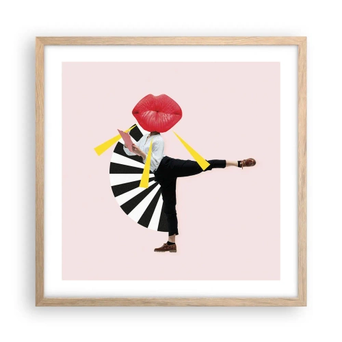 Plagát v ráme zo svetlého duba - Surrealistický pop-art - 50x50 cm
