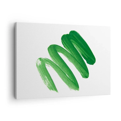 Obraz na plátne - Zelený abstraktný ťah štetcom na bielom pozadí - 70x50cm - Zelený žart - Moderná nástenná dekorácia do obývacej izby a spálne ARTTOR