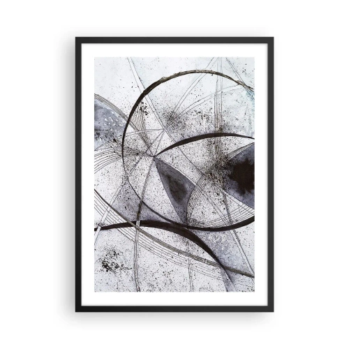 Plagát v čiernom ráme - Abstraktná kompozícia geometrických čiar a kruhov - 50x70cm - Futuristická fantázia - Moderná nástenná dekorácia do obývacej izby a spálne ARTTOR