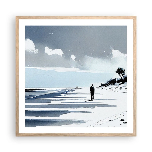 Plagát v ráme zo svetlého duba - O samote - 60x60 cm