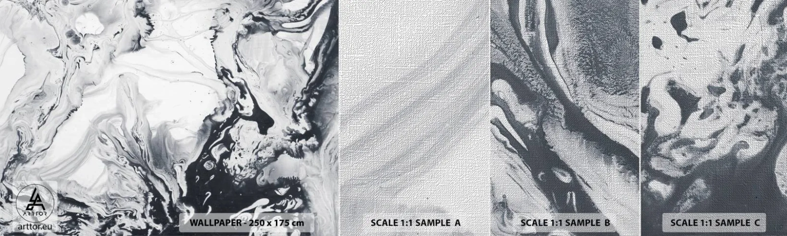 Vzorka fototapety Premium Canvas - Zemské vnútro - Abstrakcia, Kus, Čierna a biela - 100x30 cm