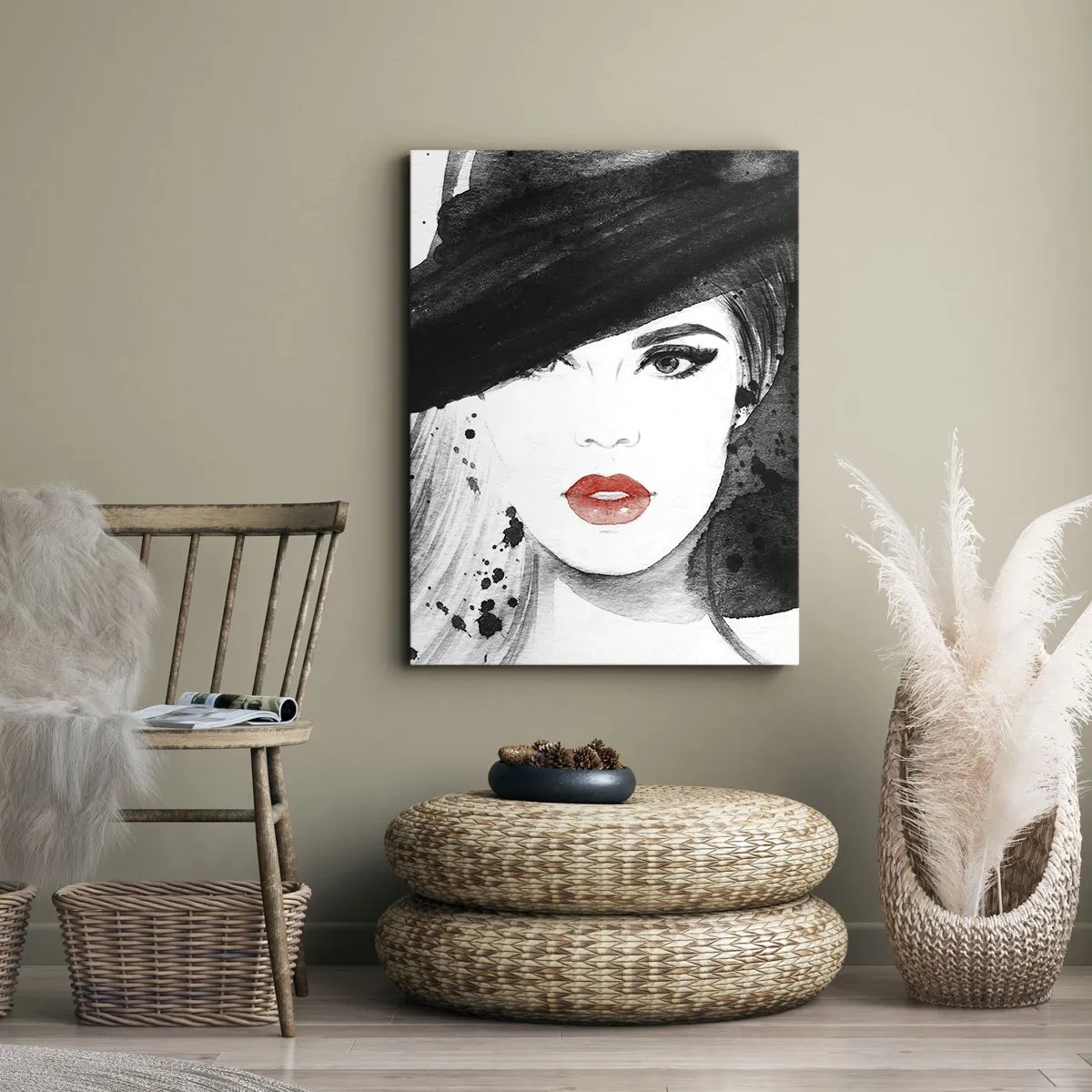 Obraz na plátne - Dáma v čiernom - 50x70 cm