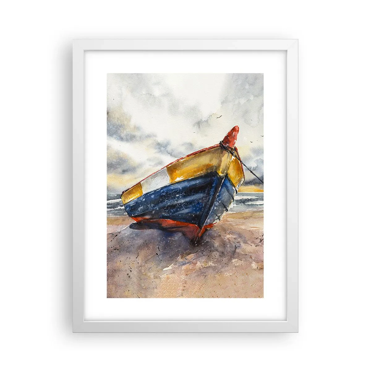Plagát v bielom ráme - Odpočinok na brehu - 30x40 cm