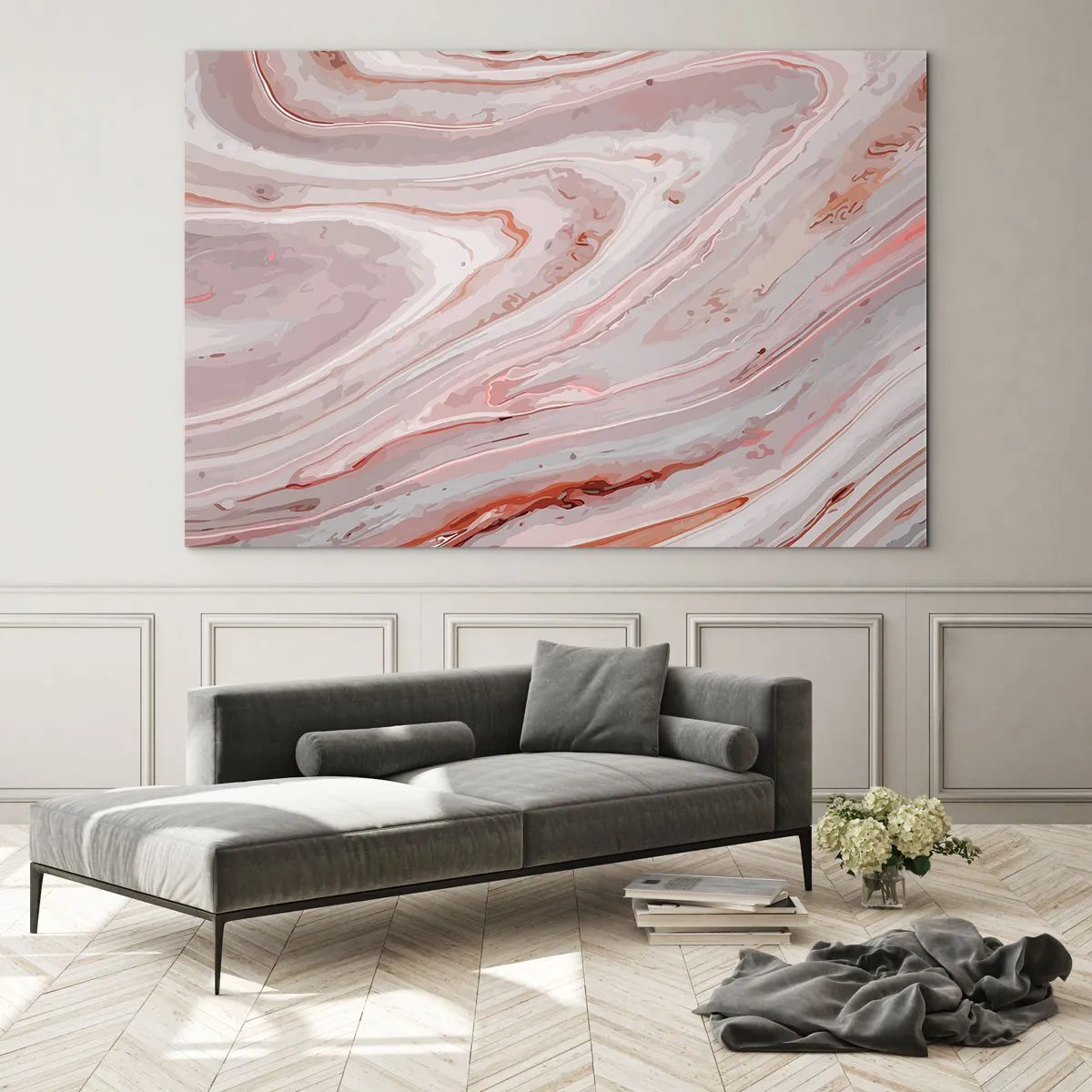 Obraz na skle - Tekutá ružová - 100x70 cm