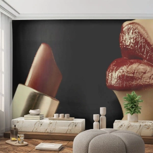 Fototapeta Premium Canvas - Zmyselnosť a lesk karmínu - Ľudia, Žena, Makeup - 250x175 cm