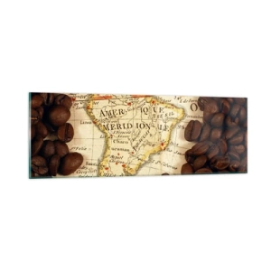 Obraz na skle - Odkiaľ je najlepšia káva? - 90x30 cm