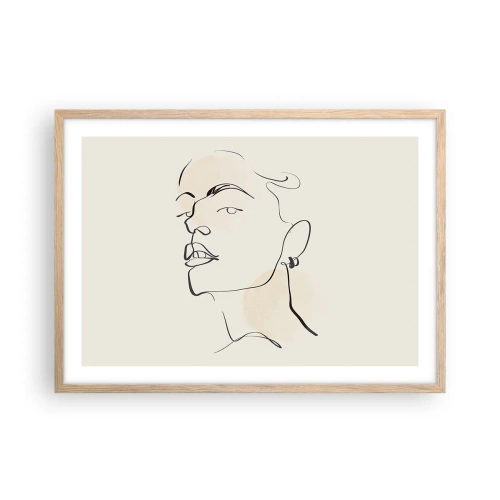 Plagát v ráme zo svetlého duba - Hrdý pohľad - 70x50 cm