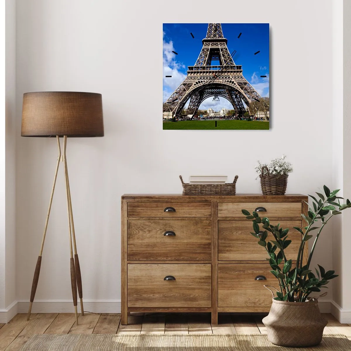 Nástenné hodiny - Celý Paríž pri jej nohách - 40x40 cm