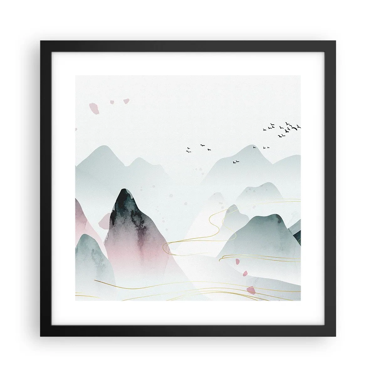 Plagát v čiernom ráme - Cez vrcholy - 40x40 cm