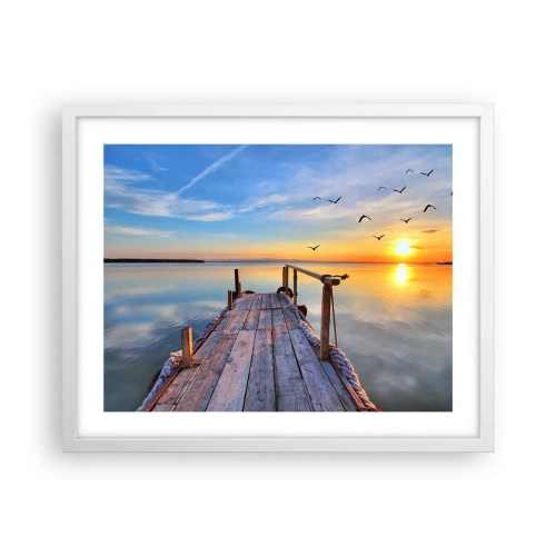 Plagát v bielom ráme - Ísť pred seba smerom k slnku - 50x40 cm