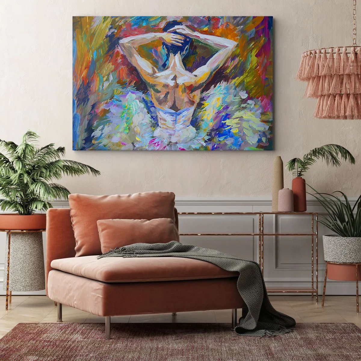 Obraz na plátne - Baletka v dynamických farbách a maliarskom prejave - 70x50cm - To môže byť všetko - Moderná nástenná dekorácia do obývacej izby a spálne ARTTOR
