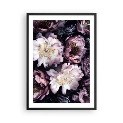 Plagát v čiernom ráme - Jemné kvety pivonky v tlmených farbách - 50x70cm - Kytica v starom štýle - Moderná nástenná dekorácia do obývacej izby a spálne ARTTOR