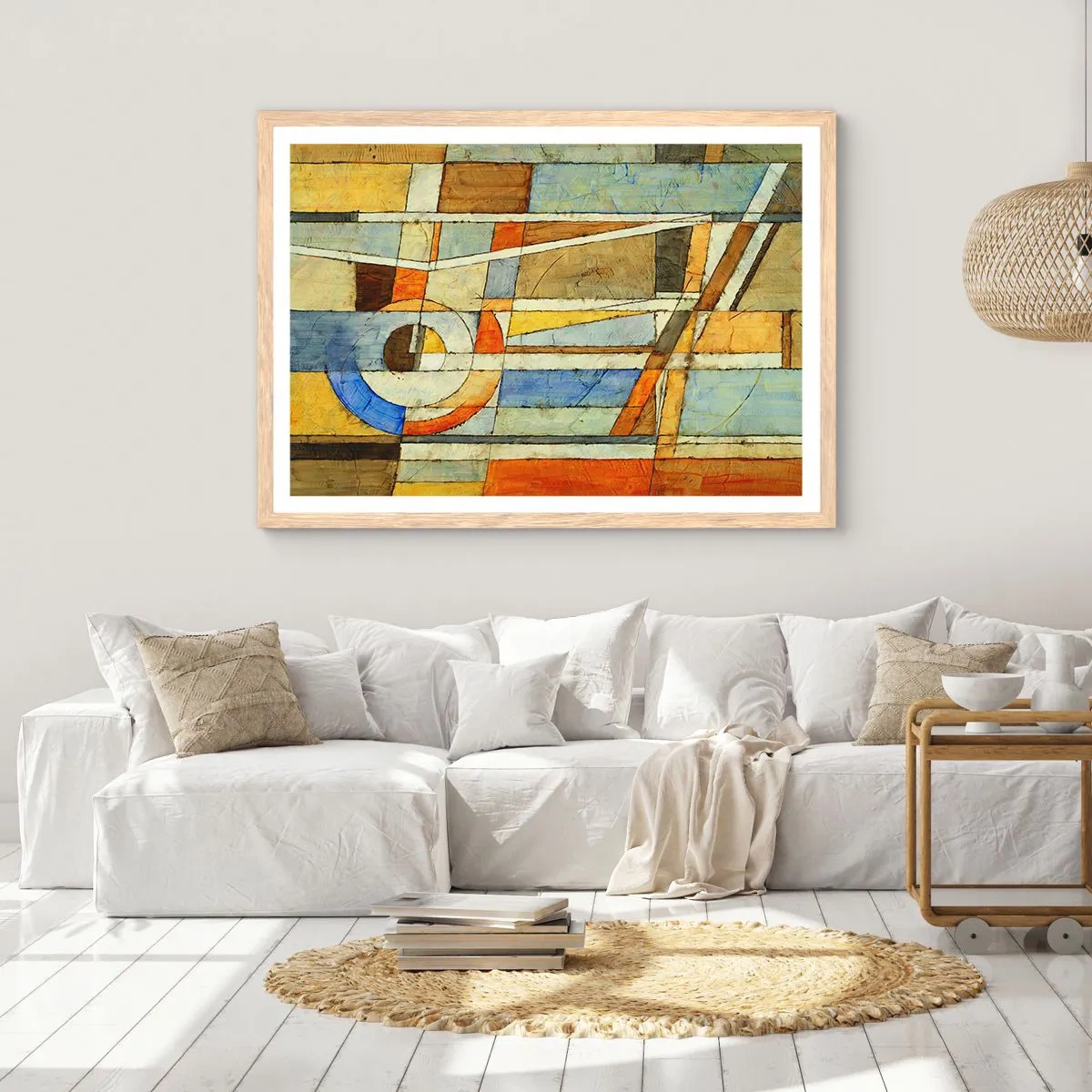 Plagát v ráme zo svetlého duba - Kubizmus na stavbe - 70x50 cm