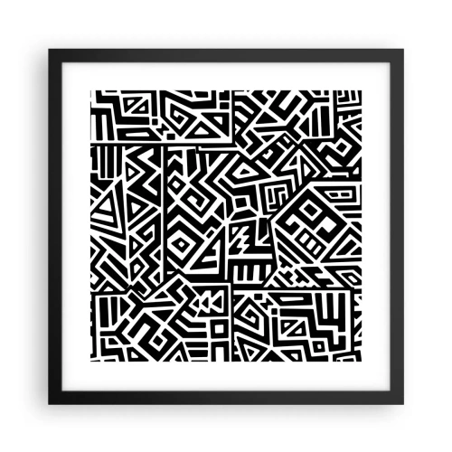 Plagát v čiernom ráme - Predkolumbovská kompozícia - 40x40 cm