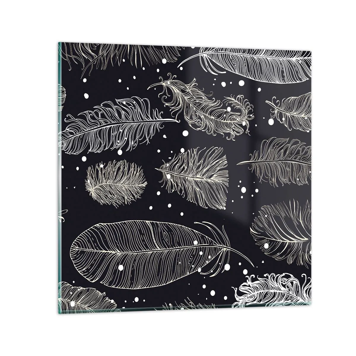 Obraz na skle - Čipka s perím - 70x70 cm