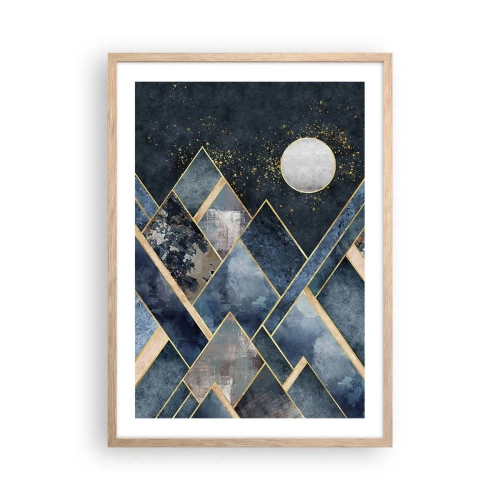 Plagát v ráme zo svetlého duba - Geometrická krajina - 50x70 cm