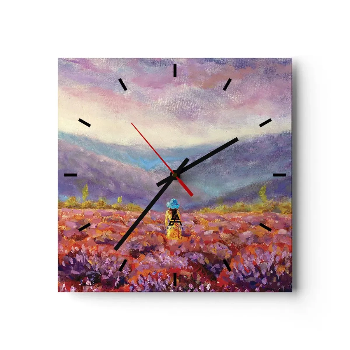 Nástenné hodiny - V levanduľovom svete - 40x40 cm
