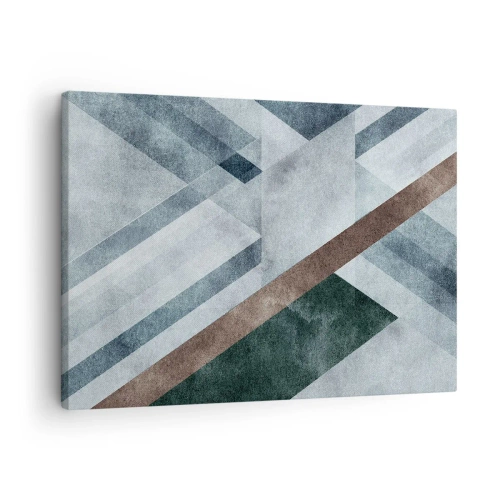 Obraz na plátne - Geometrické tvary v chladných odtieňoch modrej a hnedej - 70x50cm - Sofistikovaná elegancia geometrie - Moderná nástenná dekorácia do obývacej izby a spálne ARTTOR