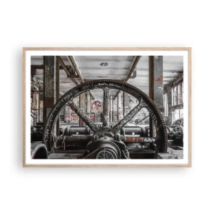 Plagát v ráme zo svetlého duba - Tajný život továrne - 100x70 cm