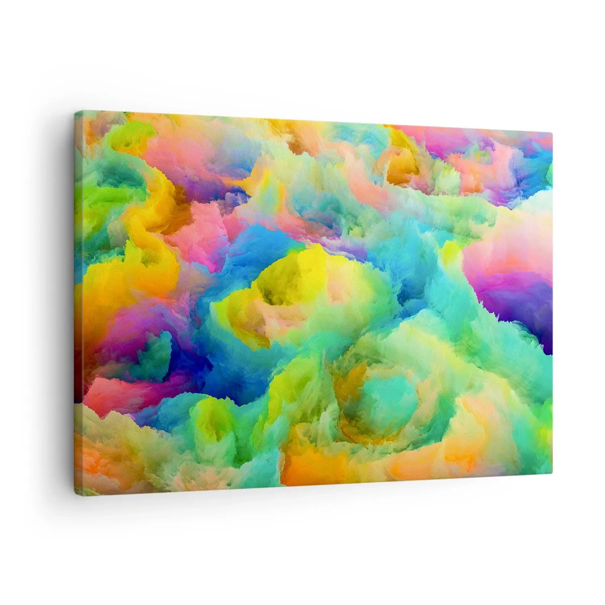 Obraz na plátne - Abstraktná kompozícia v dúhových farbách - 70x50cm - Dúhové páperie - Moderná nástenná dekorácia do obývacej izby a spálne ARTTOR