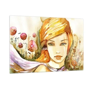 Obraz na skle - Smaragdový pohľad, ktorý utišuje hnev - 120x80 cm