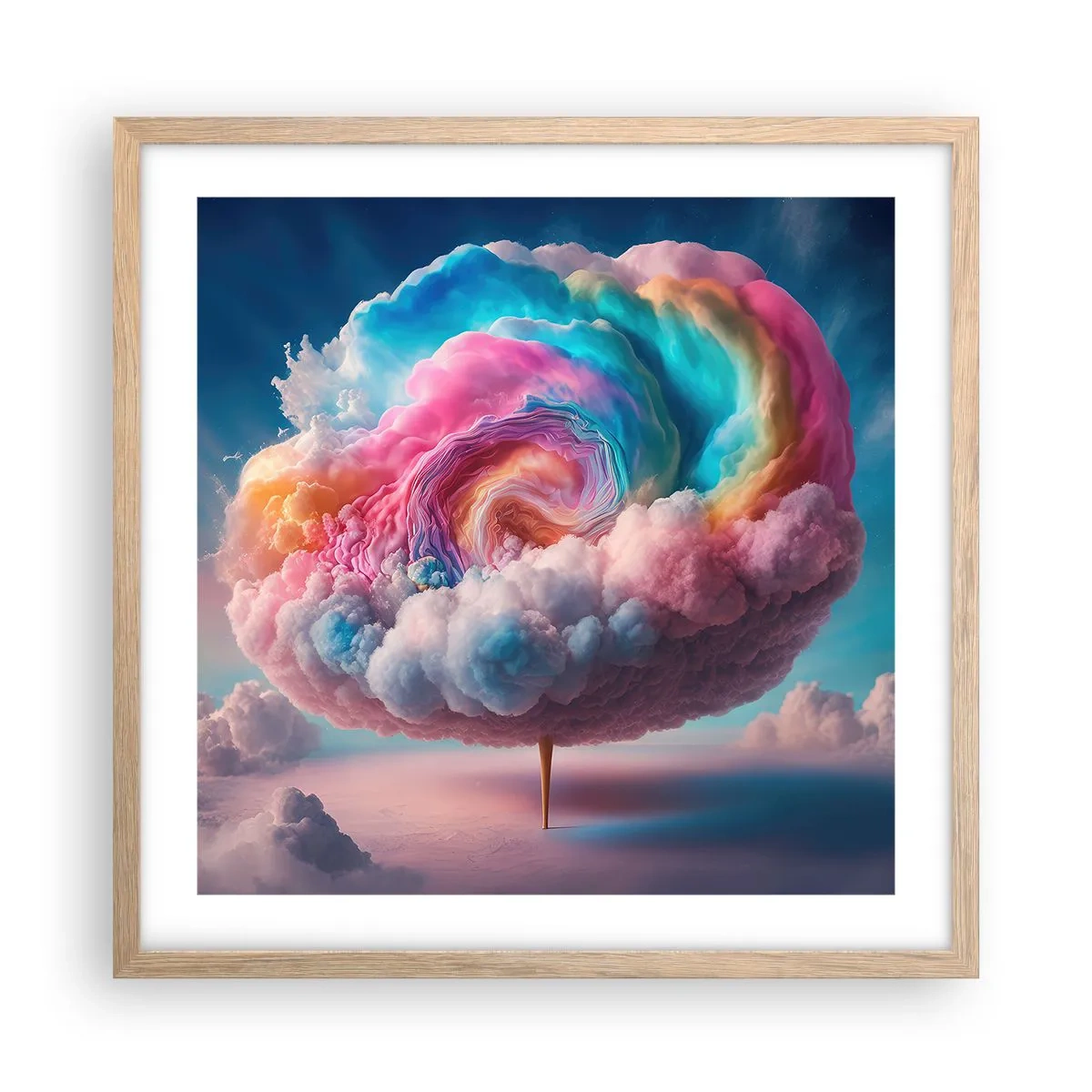 Plagát v ráme zo svetlého duba - Sen o zábavnom parku - 50x50 cm