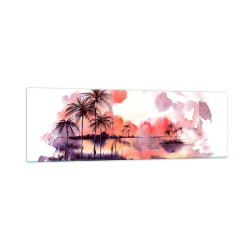 Obraz na skle - Pokoj trópov v červenej - 160x50 cm