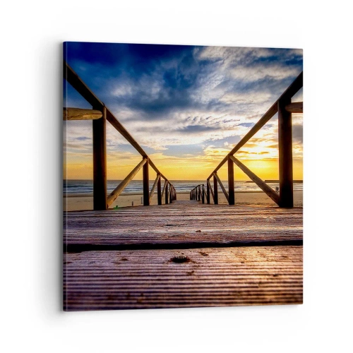 Obraz na plátne - Priamo na tichú pláž pri západe slnka - 70x70 cm