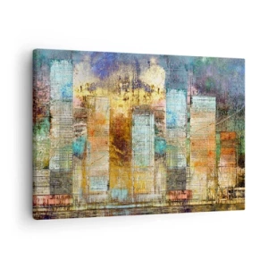 Obraz na plátne - Abstraktné mrakodrapy v industriálnom štýle - 70x50cm - Slnečná metropola - Moderná nástenná dekorácia do obývacej izby a spálne ARTTOR