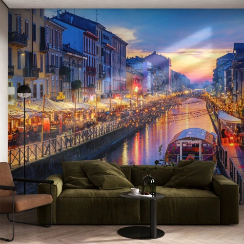 Fototapeta Premium Sand - Večer plný svetla a zábavy - Mesto, Milan, Taliansko - 450x315 cm