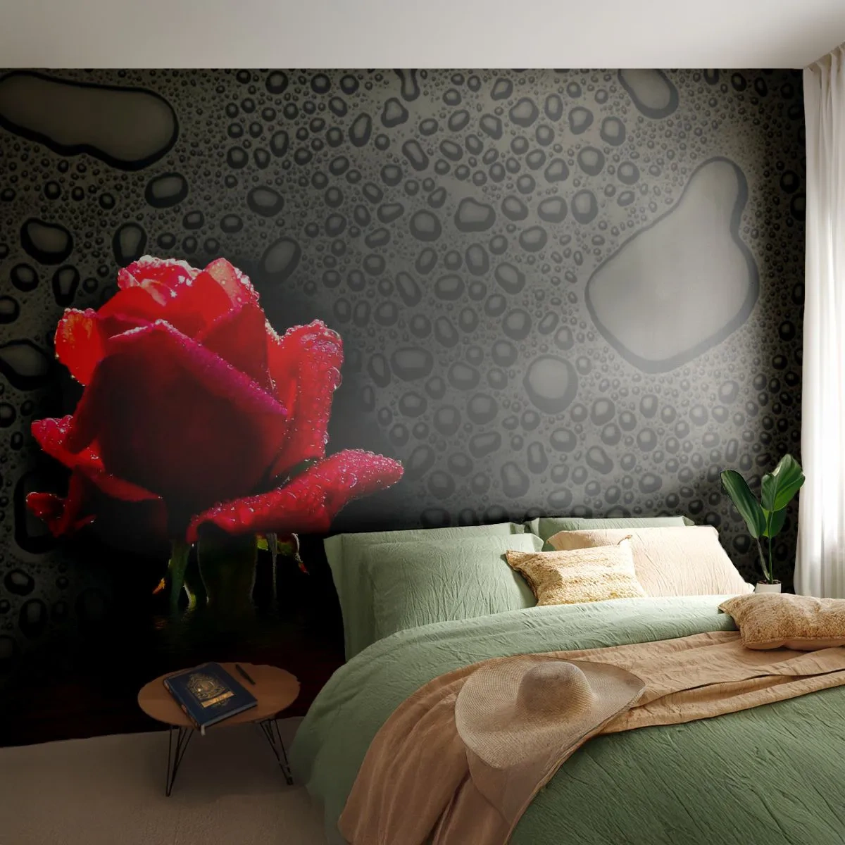 Fototapeta Premium Sand - Červené a čierne - Kvety, Rose, Voda - 400x280 cm
