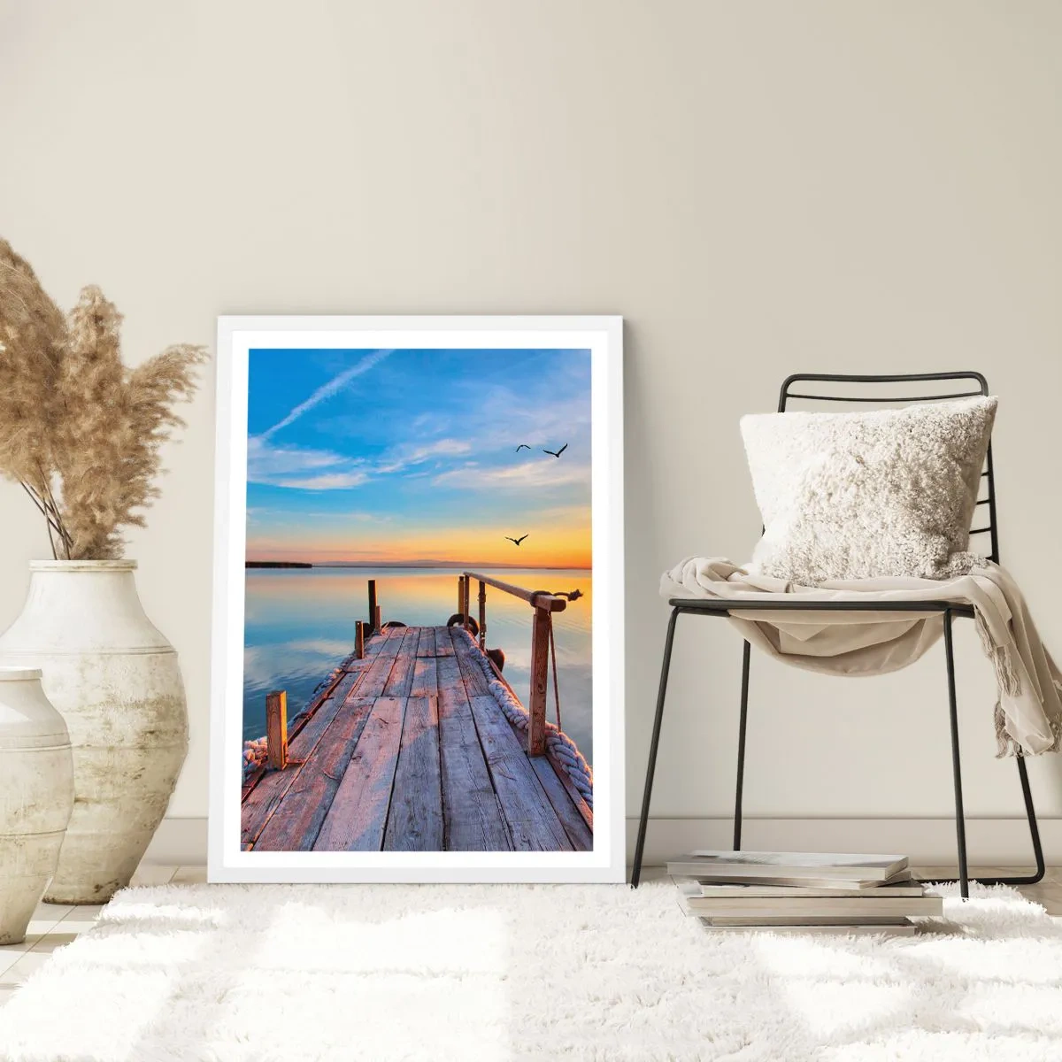 Plagát v bielom ráme - Ísť pred seba smerom k slnku - 50x70 cm