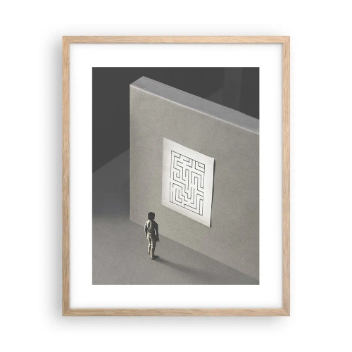 Plagát v ráme zo svetlého duba - Kde to ale som? - 40x50 cm