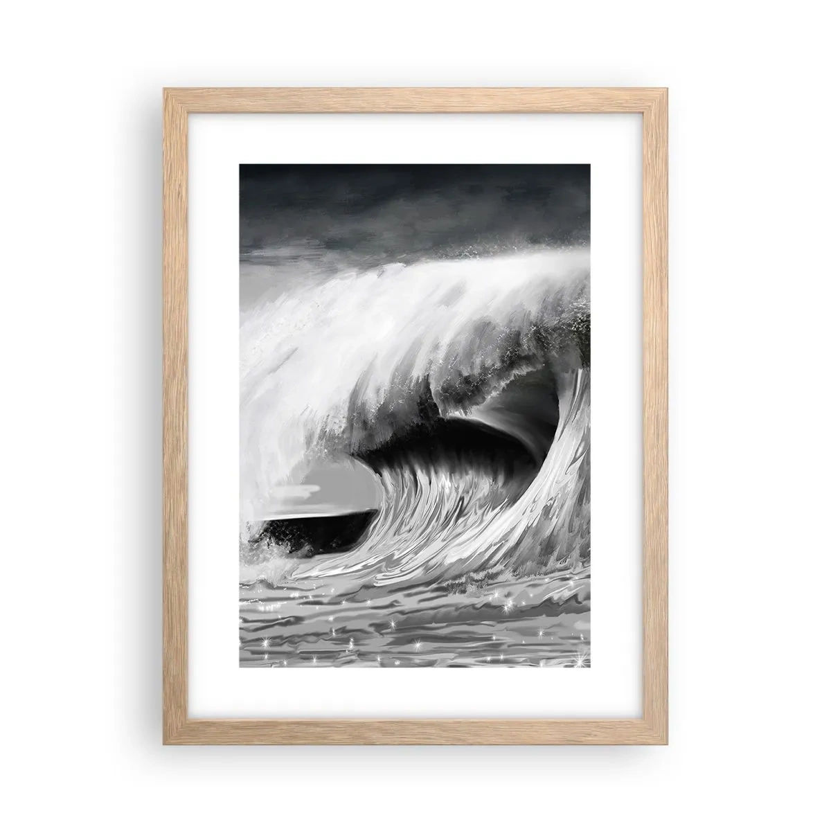Plagát v ráme zo svetlého duba - Hnev oceánu - 30x40 cm