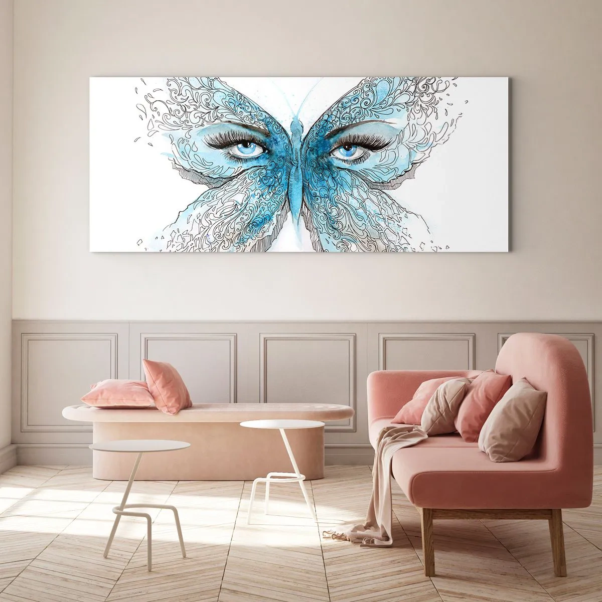 Obraz na skle - Sýkorka modrinka eros - 140x50 cm