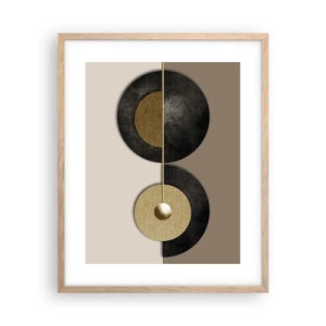 Plagát v ráme zo svetlého duba - Variácie okolo kruhu - 40x50 cm