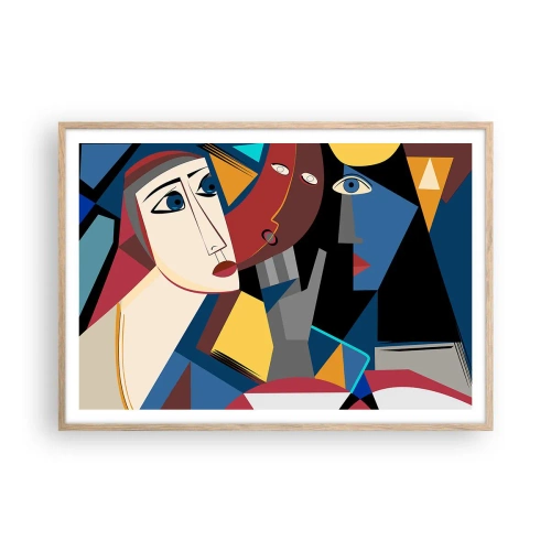 Plagát v ráme zo svetlého duba - Konverzácia kubistov - 100x70 cm